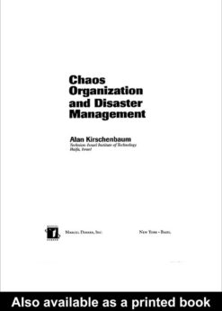 Chaos Organization and Disaster Management 1st edition eBook