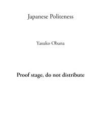 Japanese Politeness: An Enquiry eBook
